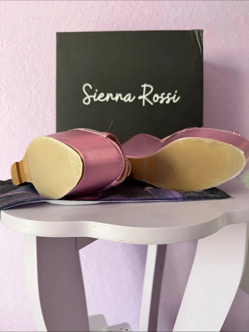 Sienna Rossi Pink Metallic Platform Wedge Sandals